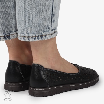 BALERINI dama din Piele naturala PERFORATA SLIP-ON CRL1363 NEGRU - Img 3