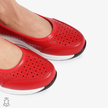 Balerini dama din Piele Naturala Slip-On CRL0721 ROSU - Img 4