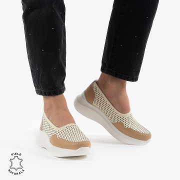 Balerini Dama Piele naturală CRL0103 BEJ