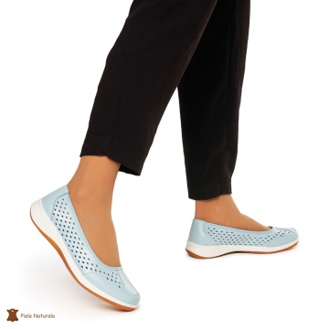Balerini Dama Piele Naturala Slip-on CRL0073 ALBASTRU - Img 2