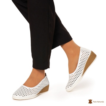 Balerini Dama Piele Naturala Slip-on CRL0075 ALB - Img 3