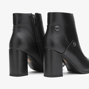 Botine dama din Piele Ecologica CRL0655 Negre - Img 3