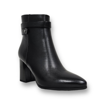 Botine DAMA din PIELE Ecologica cu FERMOAR si Catarama CRL0926 CULOARE: Negru - Img 4