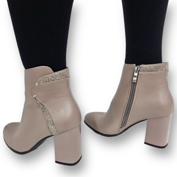 Botine DAMA din PIELE Ecologica cu FERMOAR si Catarama CRL0931 CULOARE: Khaki - Img 5