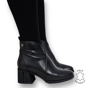 Botine DAMA din PIELE Naturala CRL0936 CULOARE: Negru - Img 4