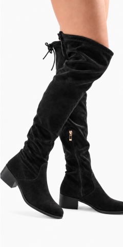 Cizme dama din Piele Ecologica CRL0693 Negru suede - Img 2