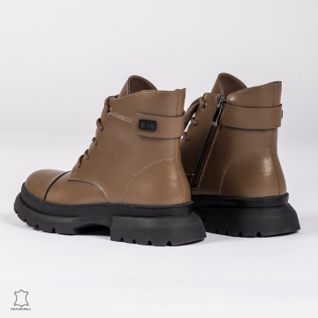 Ghete dama din Piele Naturala CRL0617 Khaki - Img 4