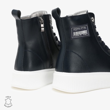 Ghete dama din Piele Naturala CRL0649 Bleumarin - Img 3