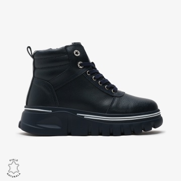 Ghete dama din Piele Naturala CRL0650 Bleumarin