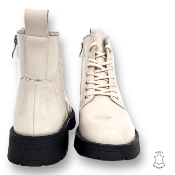 GHETE DAMA din PIELE NATURALA LUCIOASA CRL0896 CULOARE:Bej - Img 2