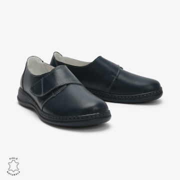 Mocasini dama din Piele naturală CRL0017 Bleumarin - Img 2