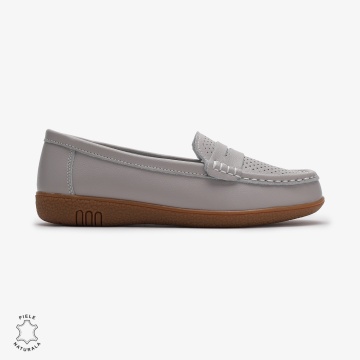 Mocasini dama din Piele Naturala CRL0712 GRI - Img 2