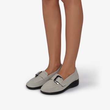 Mocasini dama din Piele Naturala CRL0844 GRI - Img 2