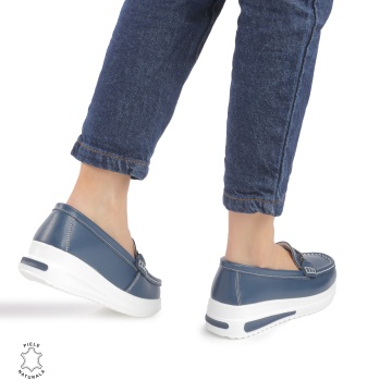 Mocasini DAMA din PIELE Naturala CRL0941 CULOARE: NAVY - Img 3