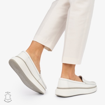 MOCASINI dama din Piele Naturala CRL1057 CULOARE: ALB - Img 3