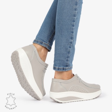Mocasini dama din Piele Naturala CRL1219 GRI - Img 3