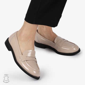 Mocasini dama din Piele Naturala LACUITA CU CATARAMA CRL1366 ROZ INCHIS - Img 4