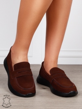 MOCASINI Dama Piele Naturala intoarsa cu design clasic CRL1598 cafeniu - Img 3