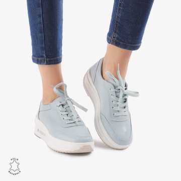 Pantofi casual dama din Piele naturală CRL0058 ALBASTRU - Img 2