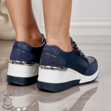Pantofi Casual dama din Piele Naturala CRL0068 NAVY - Img 3