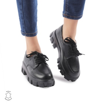 Pantofi casual dama din Piele naturală CRL0109 NEGRU - Img 2
