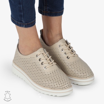 Pantofi casual dama din Piele naturală CRL0113 BEJ - Img 2