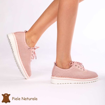 Pantofi casual dama din Piele naturală CRL0113 ROZ - Img 3
