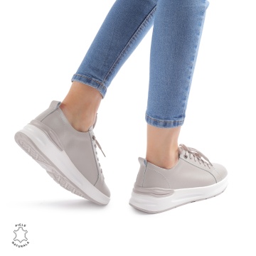 Pantofi Casual dama din Piele Naturala CRL0846 GRI - Img 3
