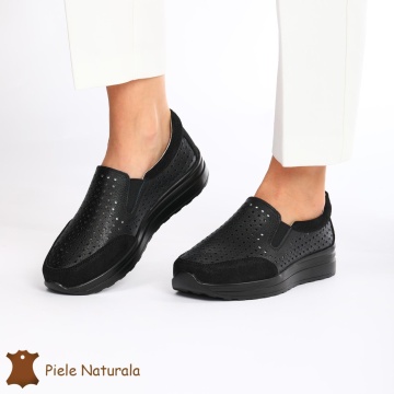 Pantofi Casual dama din Piele naturala CRL0860 NEGRU - Img 3