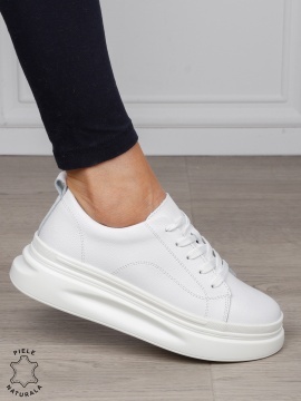 Pantofi Casual dama din Piele Naturala CRL1055 CULOARE: ALB
