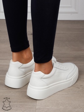 Pantofi Casual dama din Piele Naturala CRL1539 ALB - Img 3