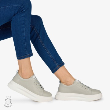 Pantofi Casual dama din Piele Naturala CRL1637 CULOARE: GRI - Img 2