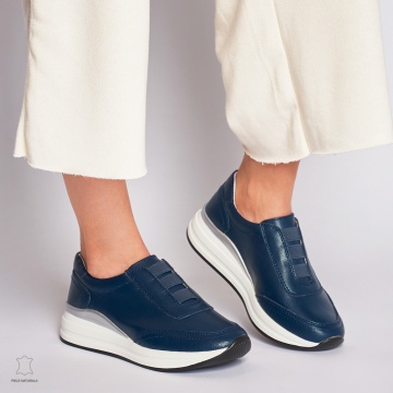 Pantofi Casual dama din Piele naturala CU INCHIDERE ELASTIC CRL1233 BLEUMARIN