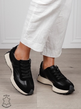Pantofi Casual dama din Piele Naturala cu model special CRL1551 NEGRU - Img 3
