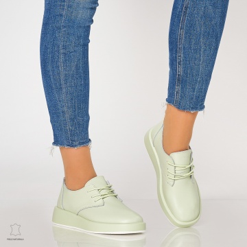 Pantofi Casual dama din Piele naturala cu talpa USOARA CRL1330 VERDE