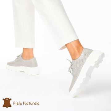 Pantofi Casual Dama Piele naturală CRL0207 GRI - Img 3