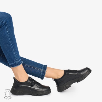 Pantofi casual dama piele naturala CRL0867 NEGRU - Img 2