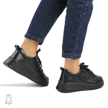 Pantofi casual dama piele naturala CRL0869 NEGRU - Img 3