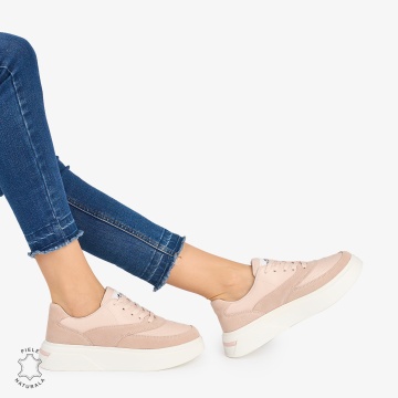 Pantofi casual dama piele naturala si piele naturala intoarsa CRL0872 ROZ - Img 2