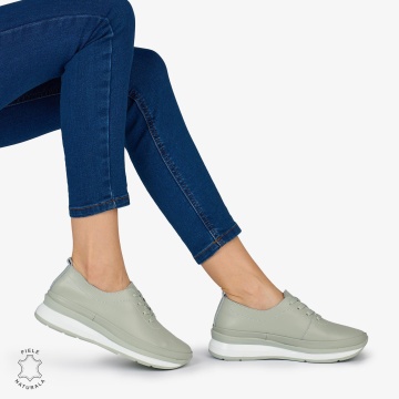 PANTOFI CASUAL Dama Piele Naturala USOR INALTA CRL1051 Culoare: BARILLA - Img 2