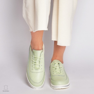 Pantofi casual de dama din piele naturala CRL0002 VERDE - Img 2