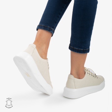 Pantofi Casual de dama din Piele Naturala CRL0572 Bej - Img 3