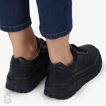 PANTOFI CASUAL DE DAMA DIN PIELE NATURALA CRL0767 NAVY - Img 3