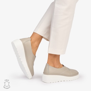 Pantofi Casual de dama din Piele Naturala CRL0918 GRI - Img 3