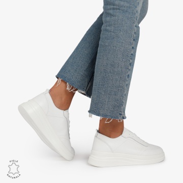 Pantofi Casual de dama din Piele Naturala CRL1206 ALB - Img 3