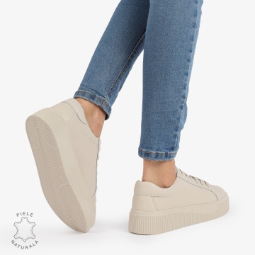 Pantofi Casual de dama din Piele Naturala CRL1222 BEJ - Img 3