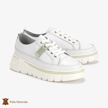 Pantofi Casual de dama din Piele naturala Interior confortabil CRL0488 Alb