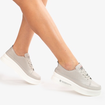 Pantofi Casual de dama din Piele naturala Șic Urban CRL0487 GRI - Img 2
