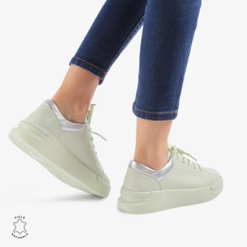 Pantofi Casual de dama din Piele naturala Trendy CRL0525 VERDE - Img 3