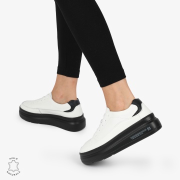 Pantofi CASUAL PIELE NATURALA CRL1271 Alb cu Negru - Img 3